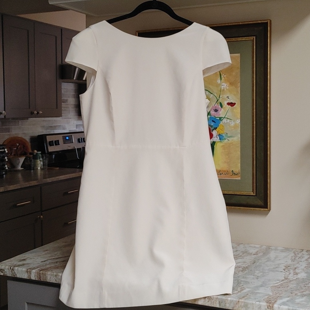 Tibi Cream Short Sleeve Shift Dress